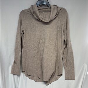 RAYA long sleeve rayon Cozy Tan Cowl ribbed Neck Sweater size medium